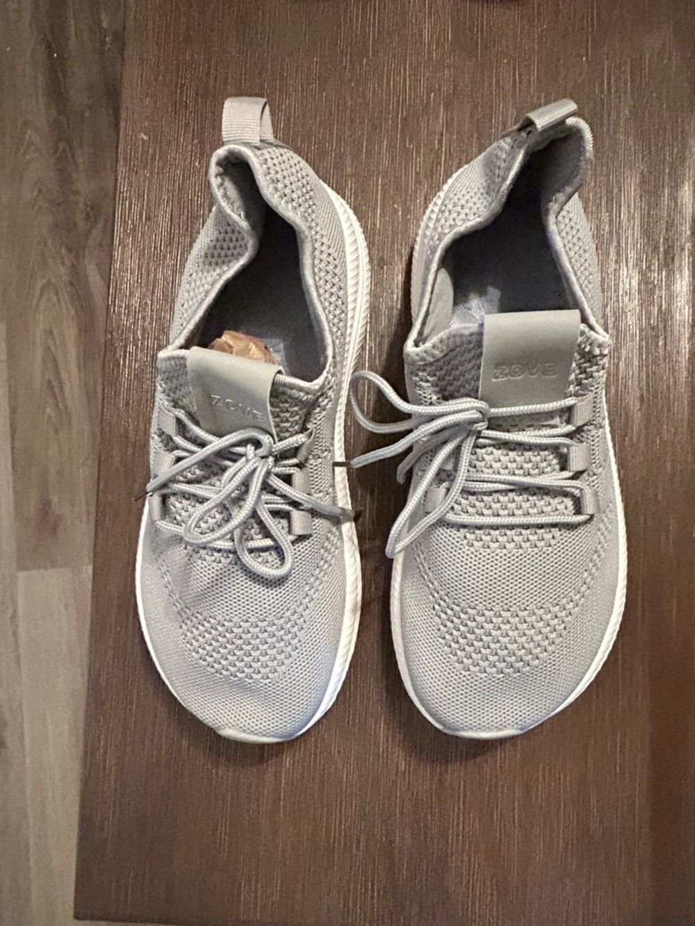 Light Gray Knit Sneakers with White Sole